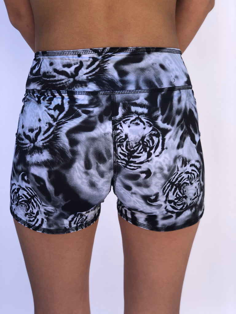 BOYS SHORTS LOW RISE WHITE TIGER/SNOW LEOPARD One Love One Tribe Apparel