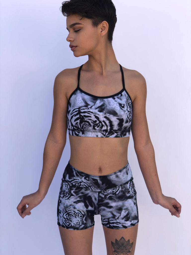 Womens Floral Pinch Front Bamboo Sports Bra
